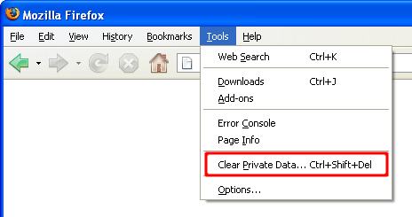 Firefox Clear Private Data